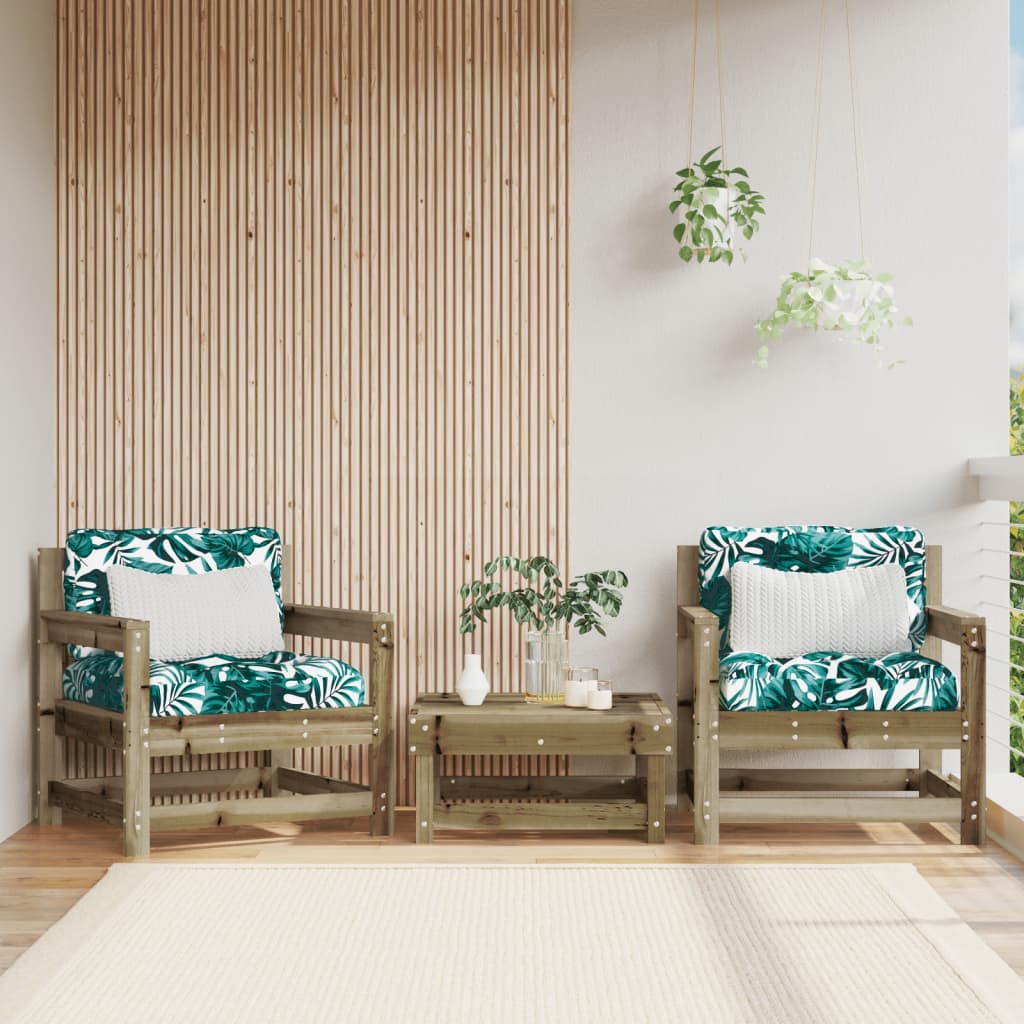 vidaXL Záhradné stoličky s vankúšmi 2 ks impregnovaná borovica