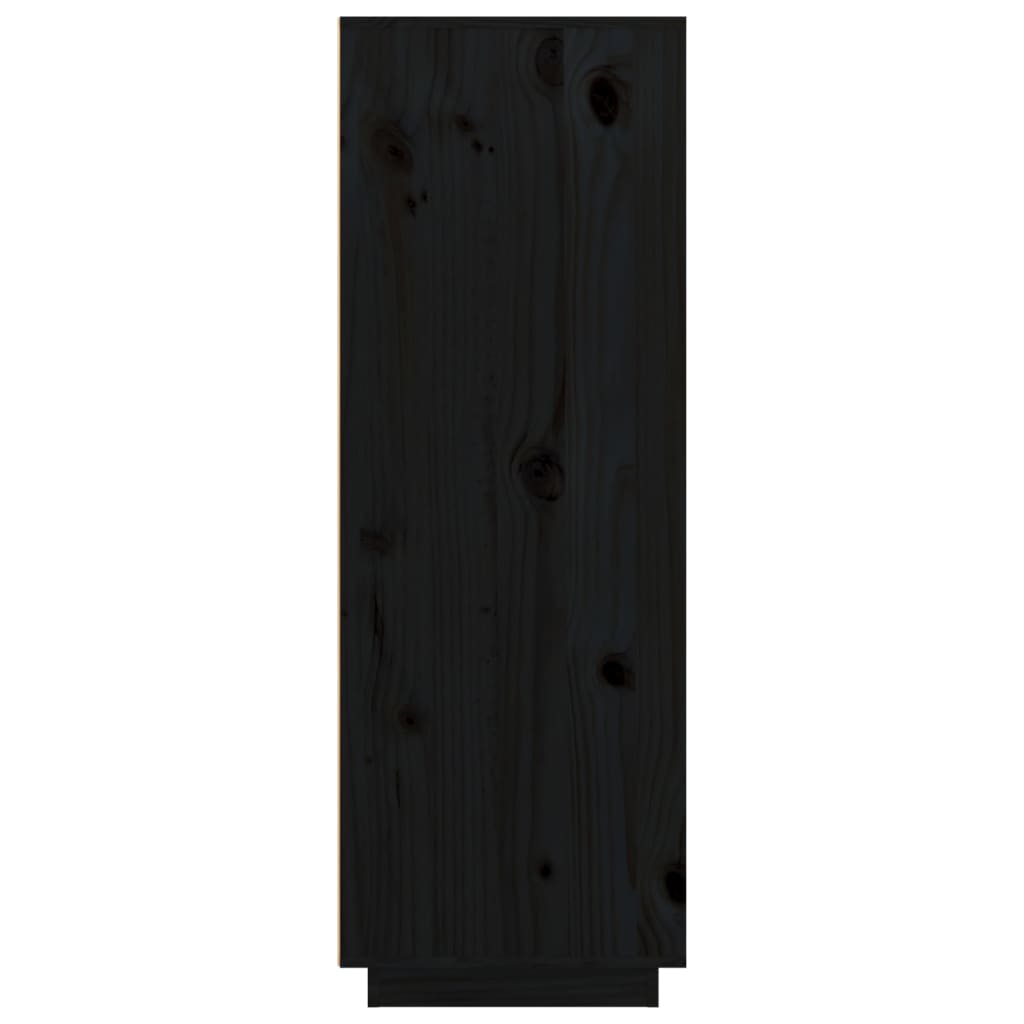 vidaXL Vysoká skrinka čierna 89x40x116,5 cm masívna borovica