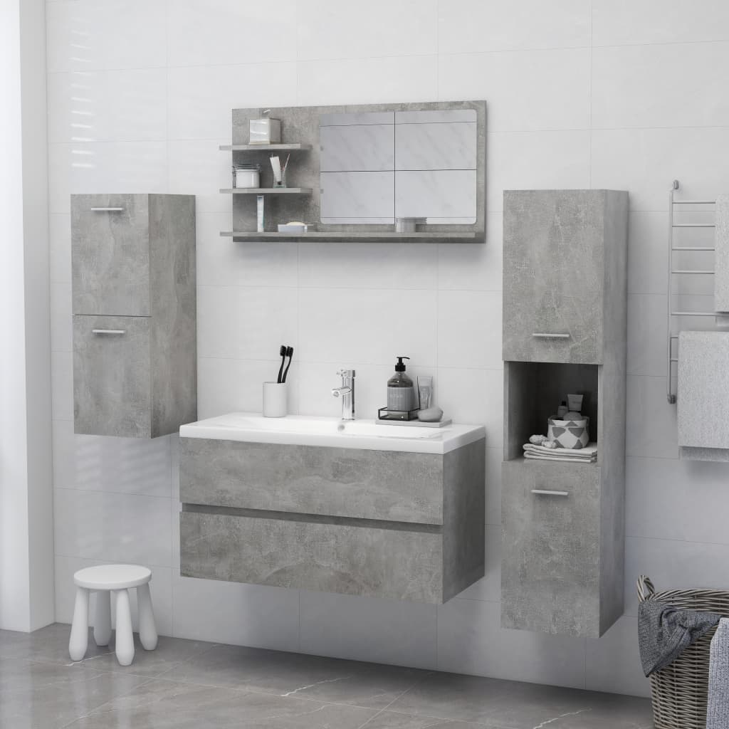vidaXL Kúpeľňové zrkadlo, betónovo sivé 90x10,5x45cm, kompozitné drevo