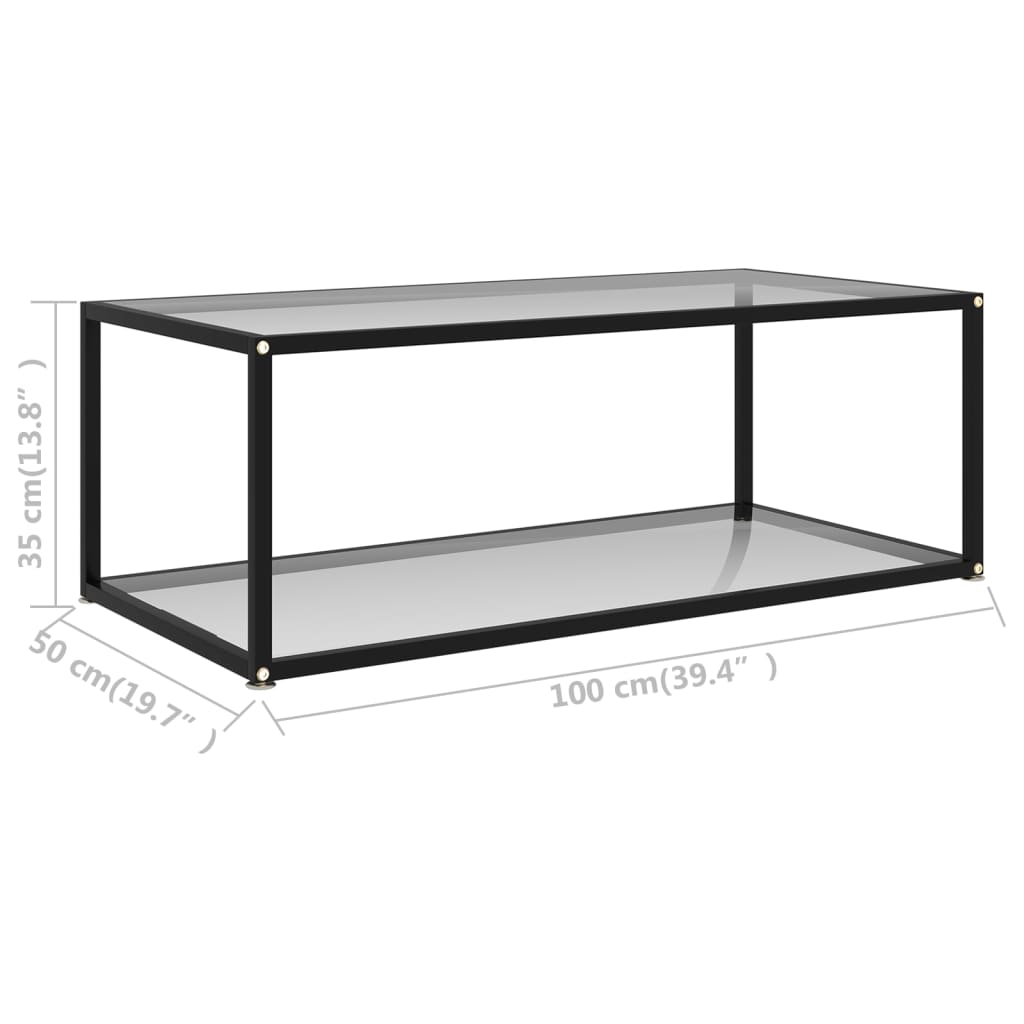 vidaXL Konferenčný stolík, priehľadný 100x50x35cm, tvrdené sklo