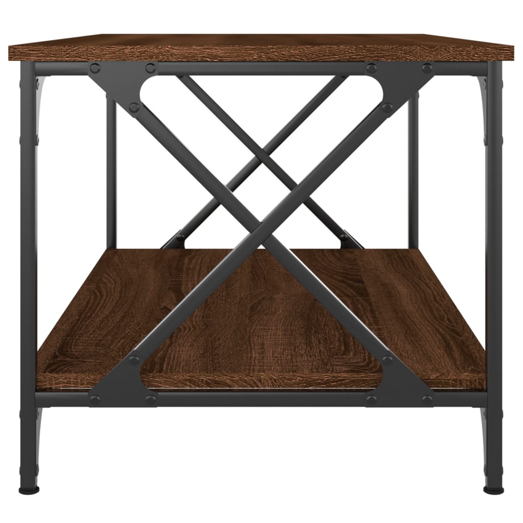 vidaXL Konferenčný stolík Hnedý dub 80x50x45 cm sprac. drevo a železo