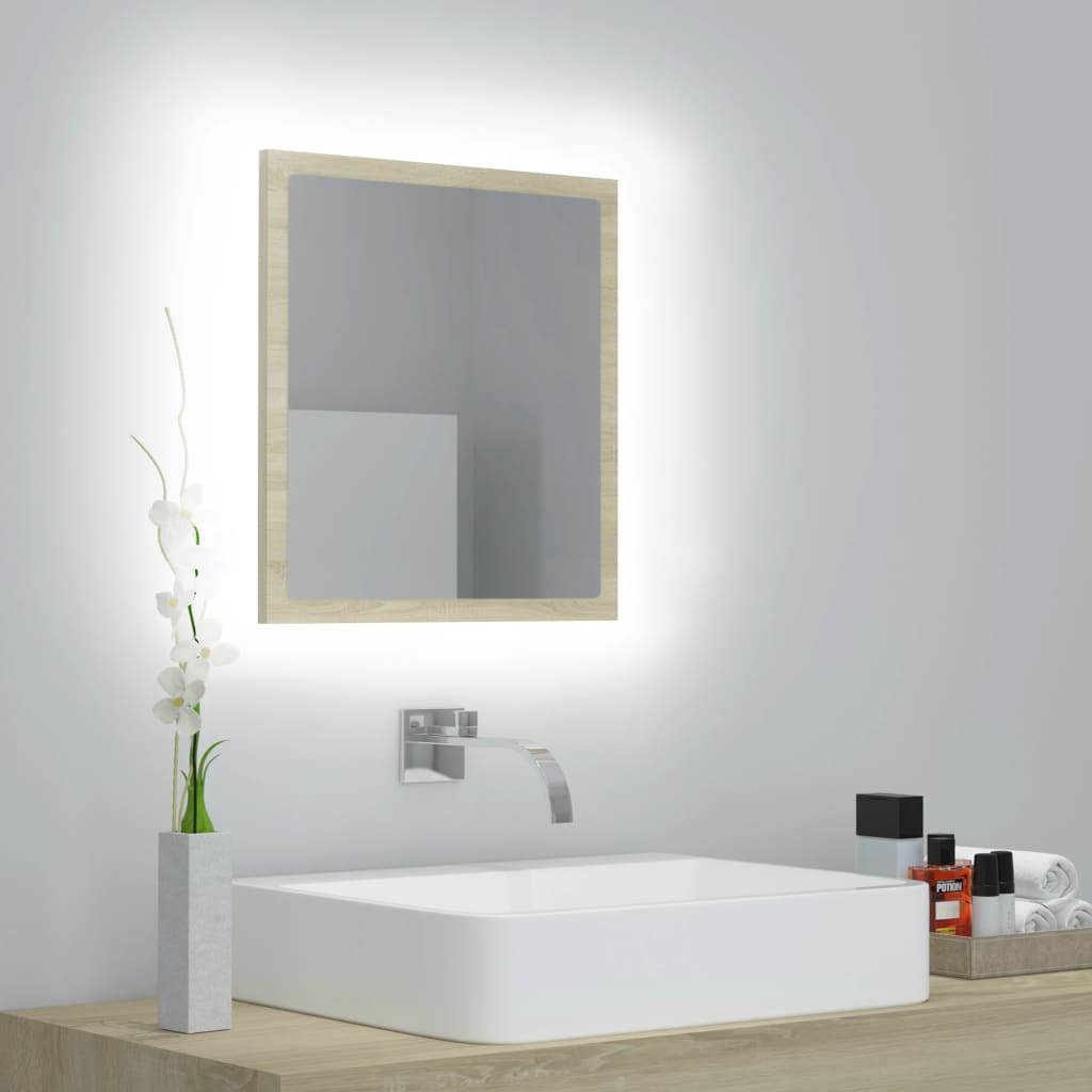 vidaXL Kúpeľňové zrkadlo s LED, dub sonoma 40x8,5x37 cm, drevotrieska