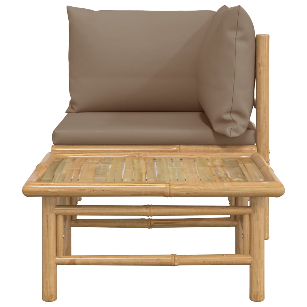 vidaXL 2-dielna záhradná sedacia súprava sivohnedé vankúše bambus