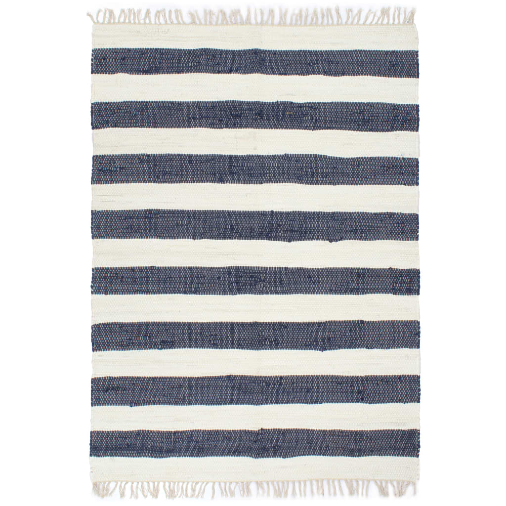 vidaXL Ručne tkaný koberec Chindi modro-biely 160x230 cm bavlnený