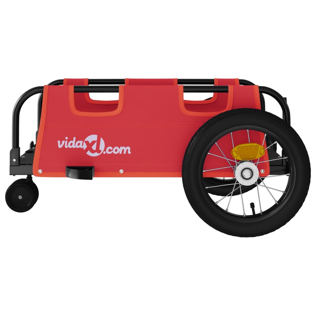 vidaXL Príves na bicykel, červený, oxfordská látka, železo