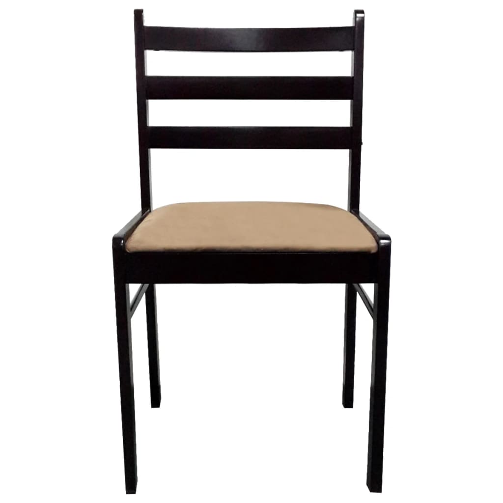 vidaXL Jedálenské stoličky 2 ks, hnedé, kaučukový masív a zamat