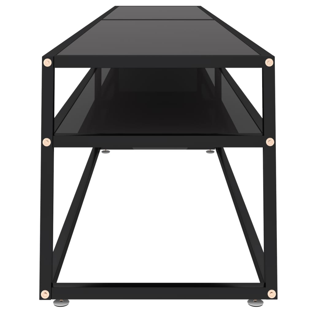 vidaXL TV stolík čierny 220x40x40,5 cm tvrdené sklo