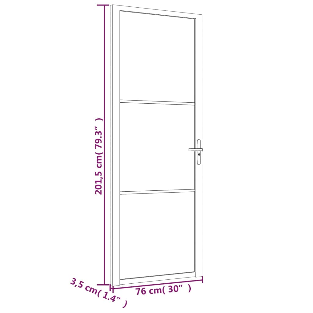 vidaXL Vnútorné dvere 76x201,5 cm biele matné sklo a hliník