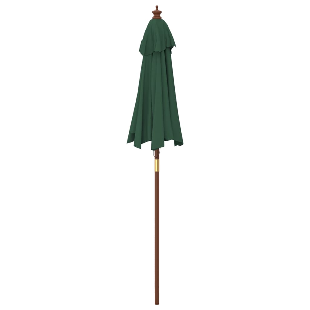 vidaXL Záhradný slnečník s drevenou tyčou zelený 196x231 cm