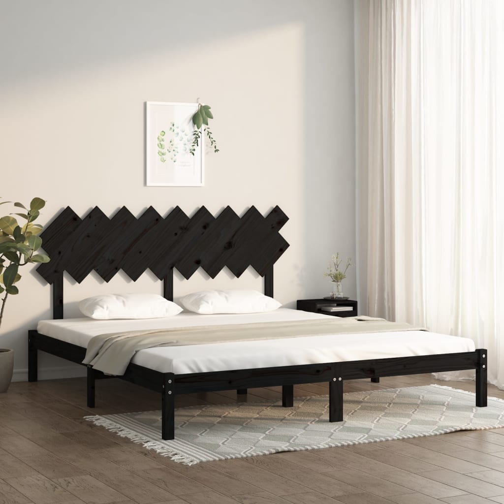 vidaXL Rám postele čierny 180x200 cm Super King masívne drevo