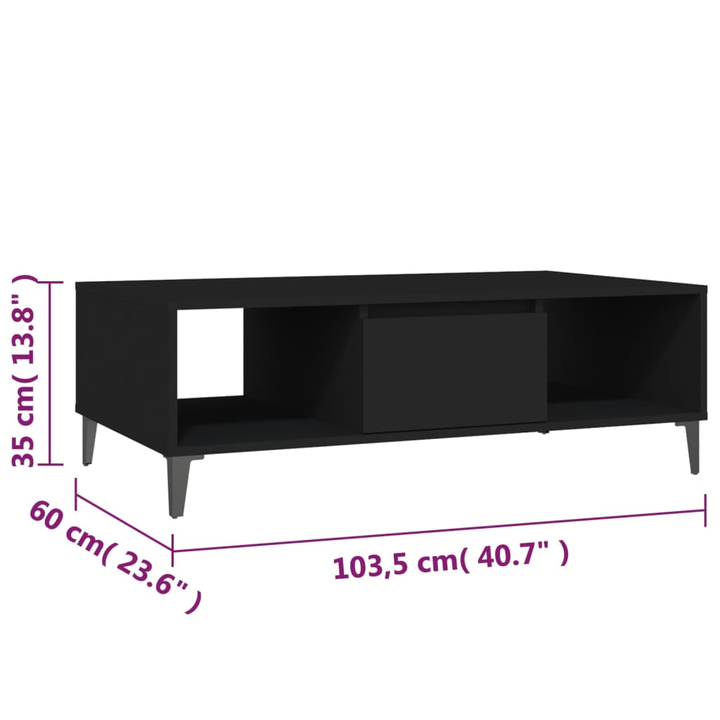 vidaXL Konferenčný stolík čierny 103,5x60x35 cm drevotrieska