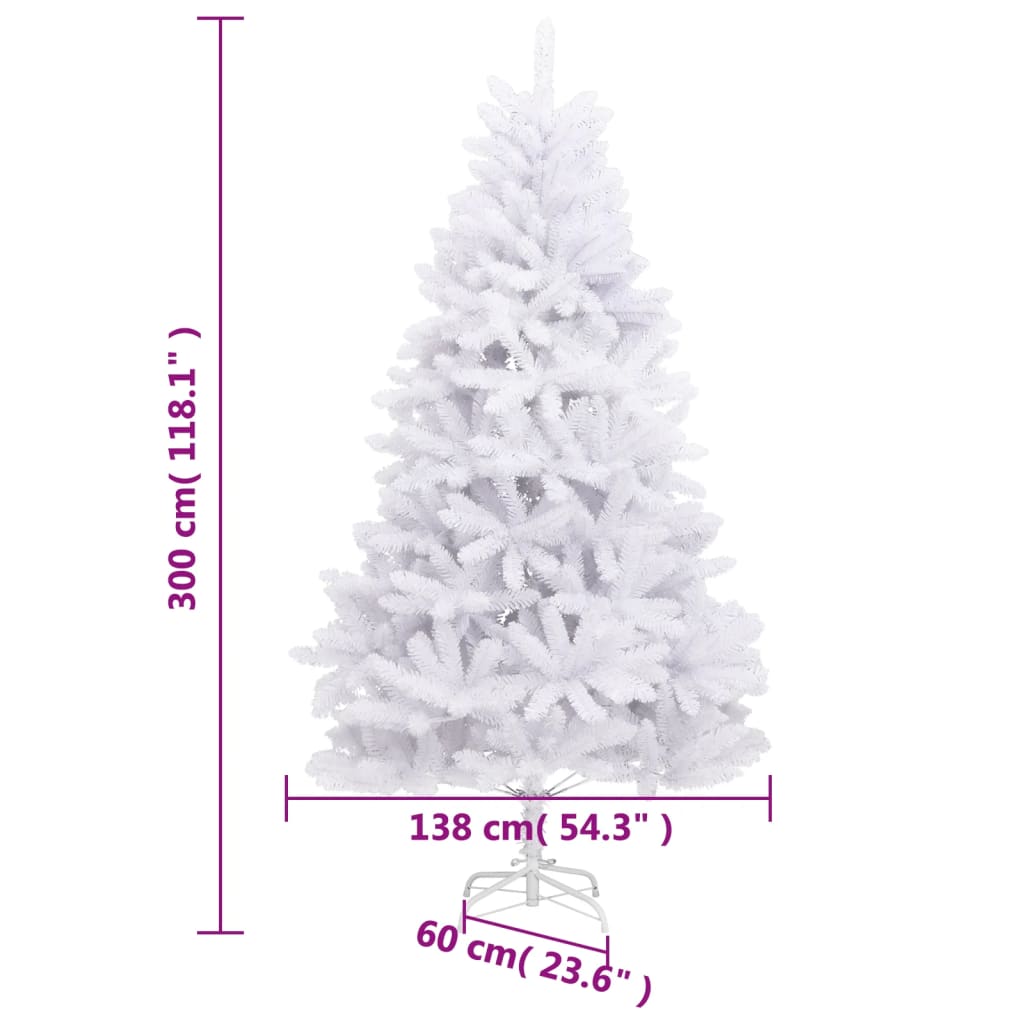 vidaXL Umelý výklopný vianočný stromček so stojanom biely 300 cm