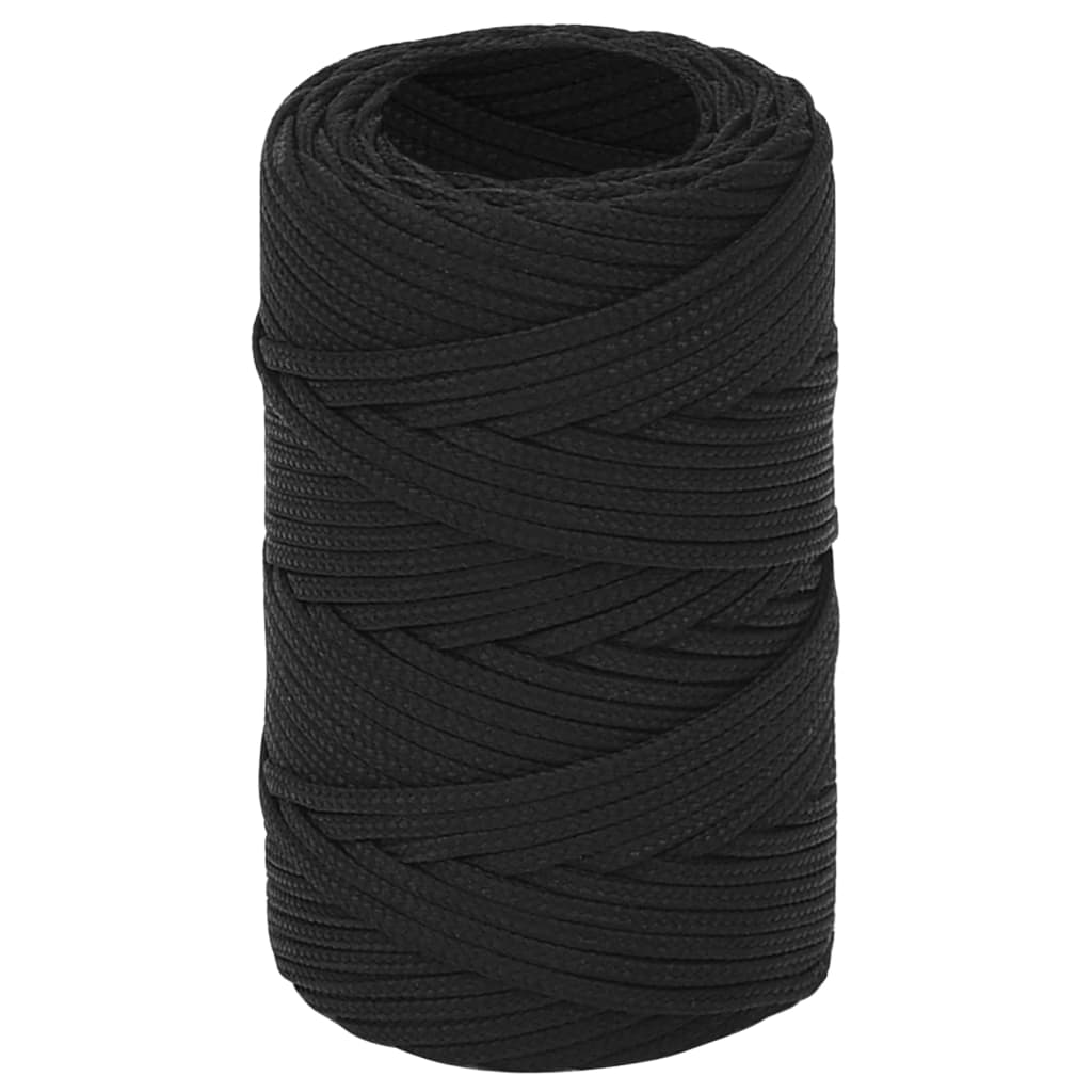 vidaXL Lodné lano čierne 2 mm 50 m polypropylén