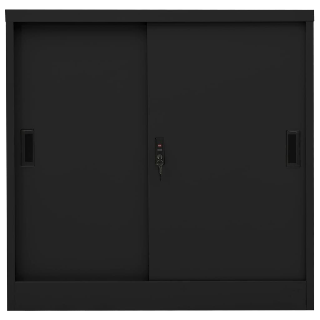 vidaXL Kancelárska skriňa s posuvnými dverami čierna 90x40x90 cm oceľ