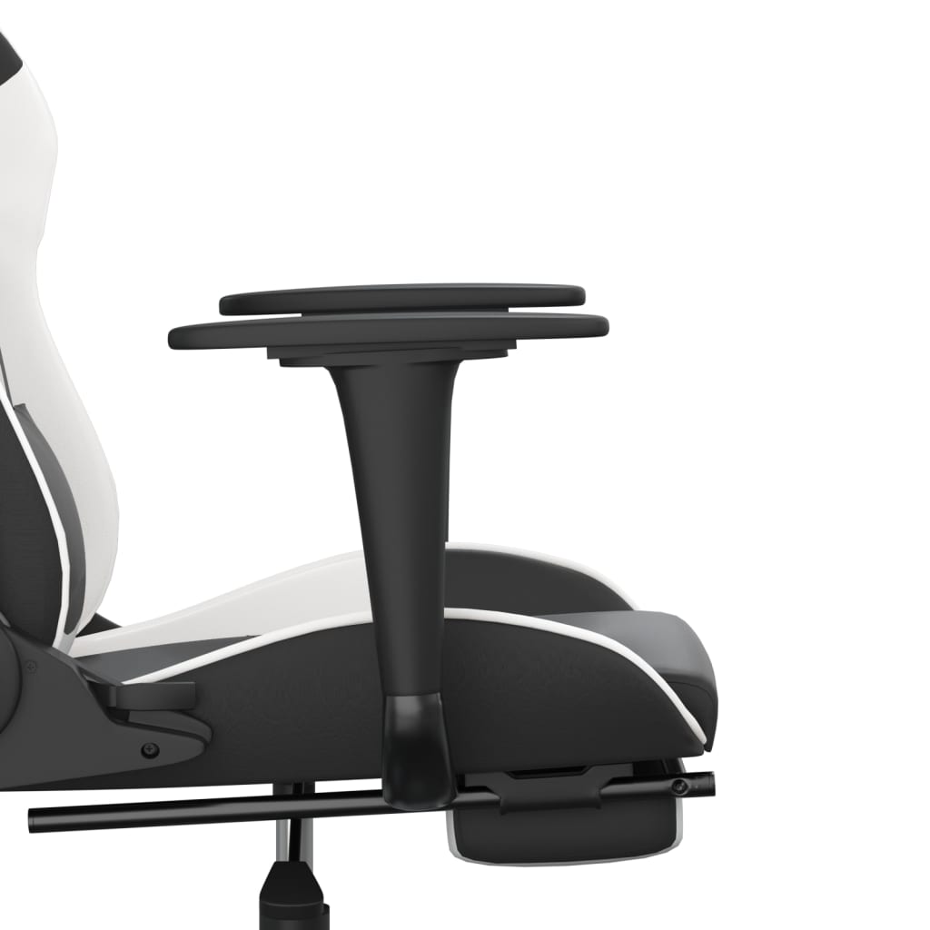 vidaXL Herná stolička s podnožkou čierna a biela umelá koža