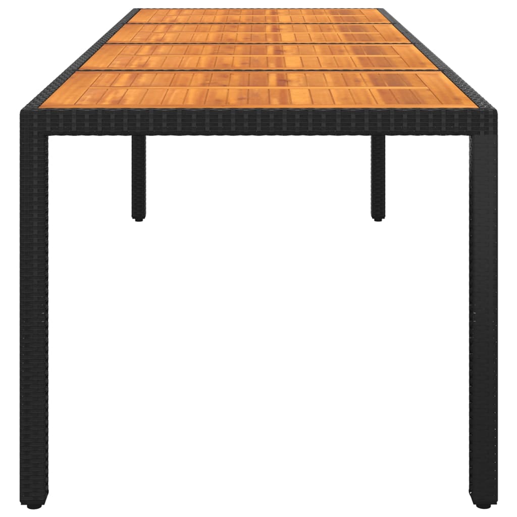 vidaXL Záhradný stôl 250x100x75 cm akáciové drevo a polyratan čierny