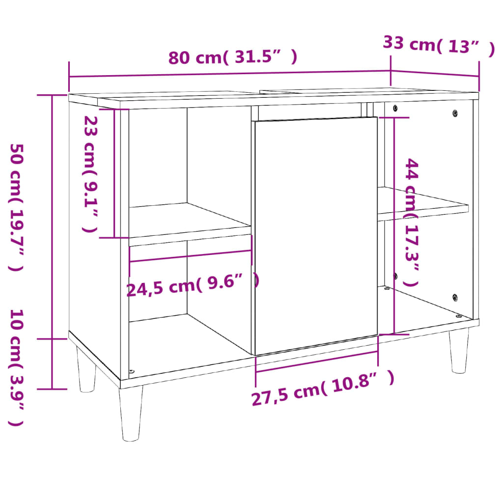 vidaXL Umývadlová skrinka betónová sivá 80x33x60 cm kompozitné drevo