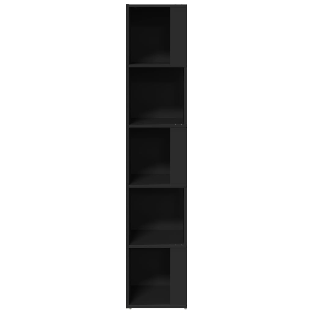 vidaXL Rohová skrinka čierna 33x33x164,5 cm drevotrieska