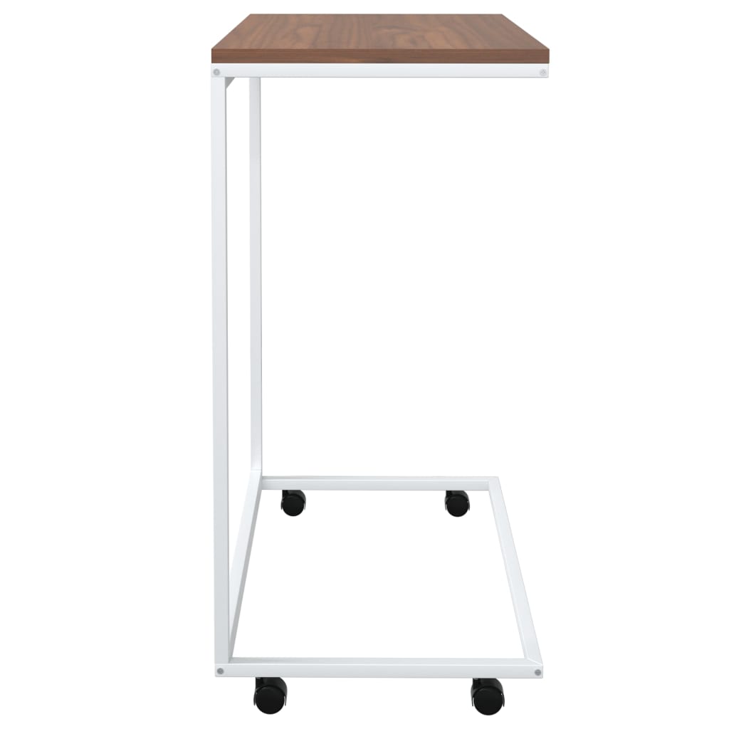 vidaXL Príručný stolík a kolieska biely 55x35x70 cm spracované drevo