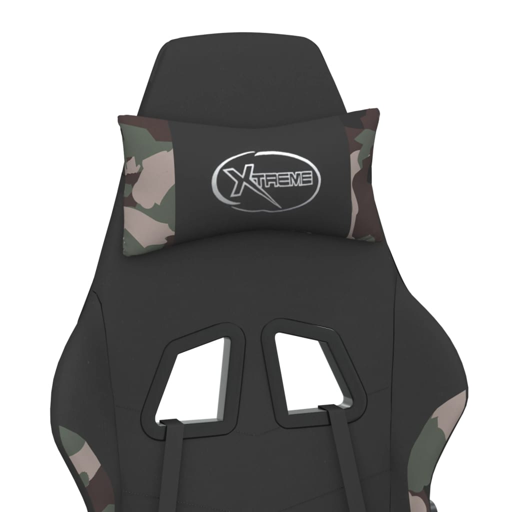 vidaXL Herná stolička s podnožkou čierna a maskáčová látková