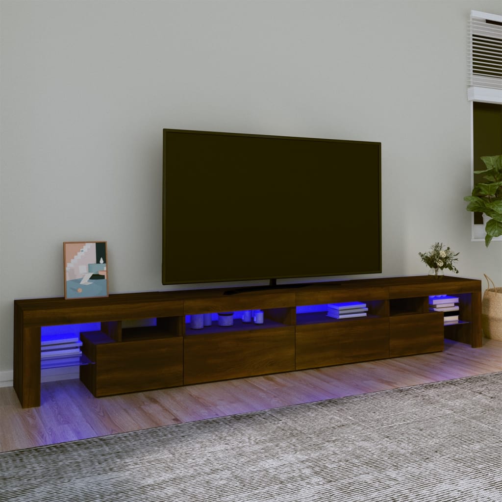 vidaXL TV skrinka s LED svetlami hnedý dub 260x36,5x40 cm