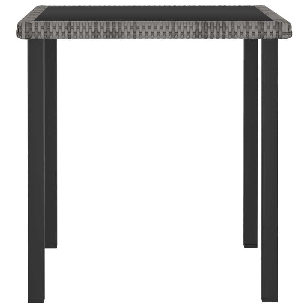 vidaXL Záhradný jedálenský stôl sivý 70x70x73 cm polyratanový