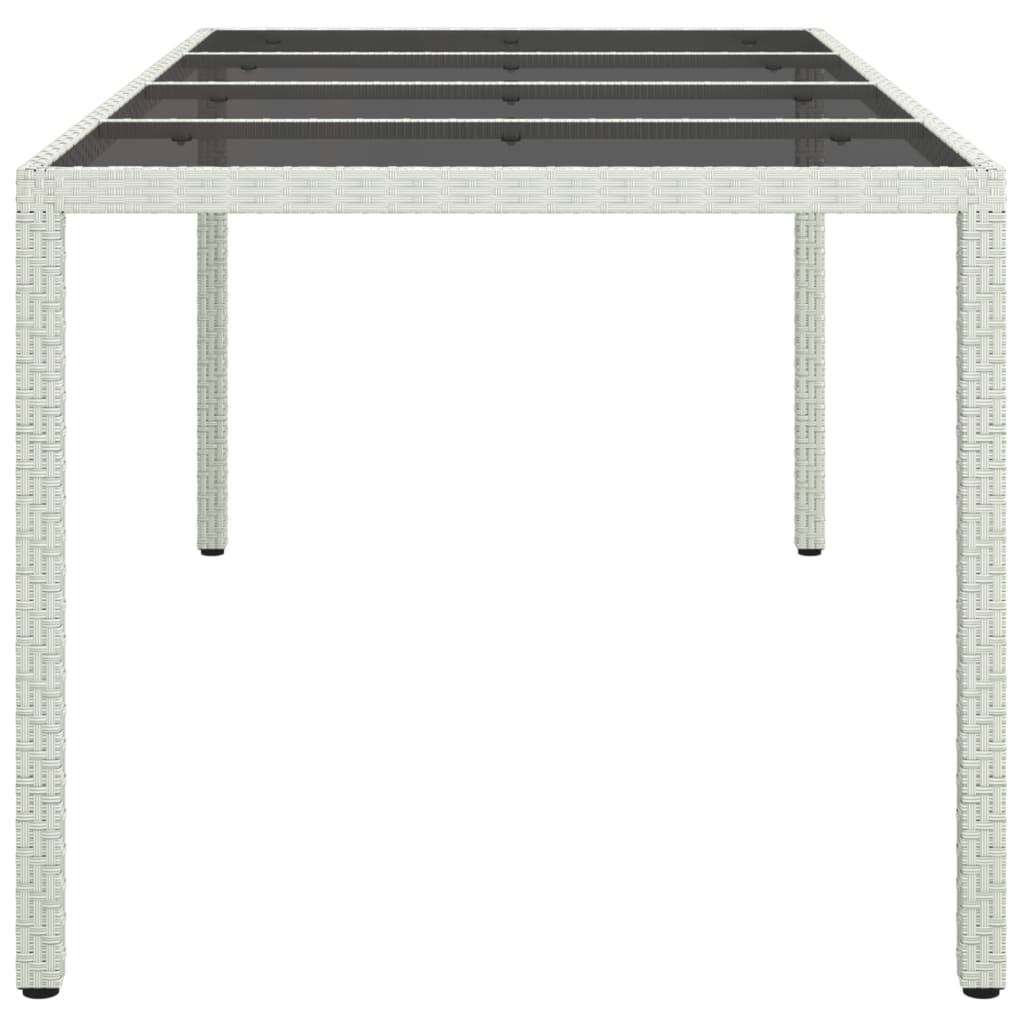 vidaXL Záhradný stôl biely 190x90x75 cm tvrdené sklo a polyratan