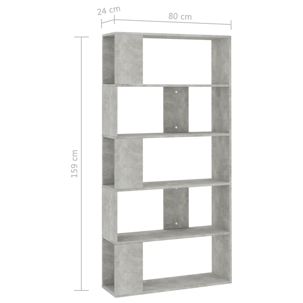 vidaXL Knižnica/deliaca stena, betónová 80x24x159 cm, kompozitné drevo