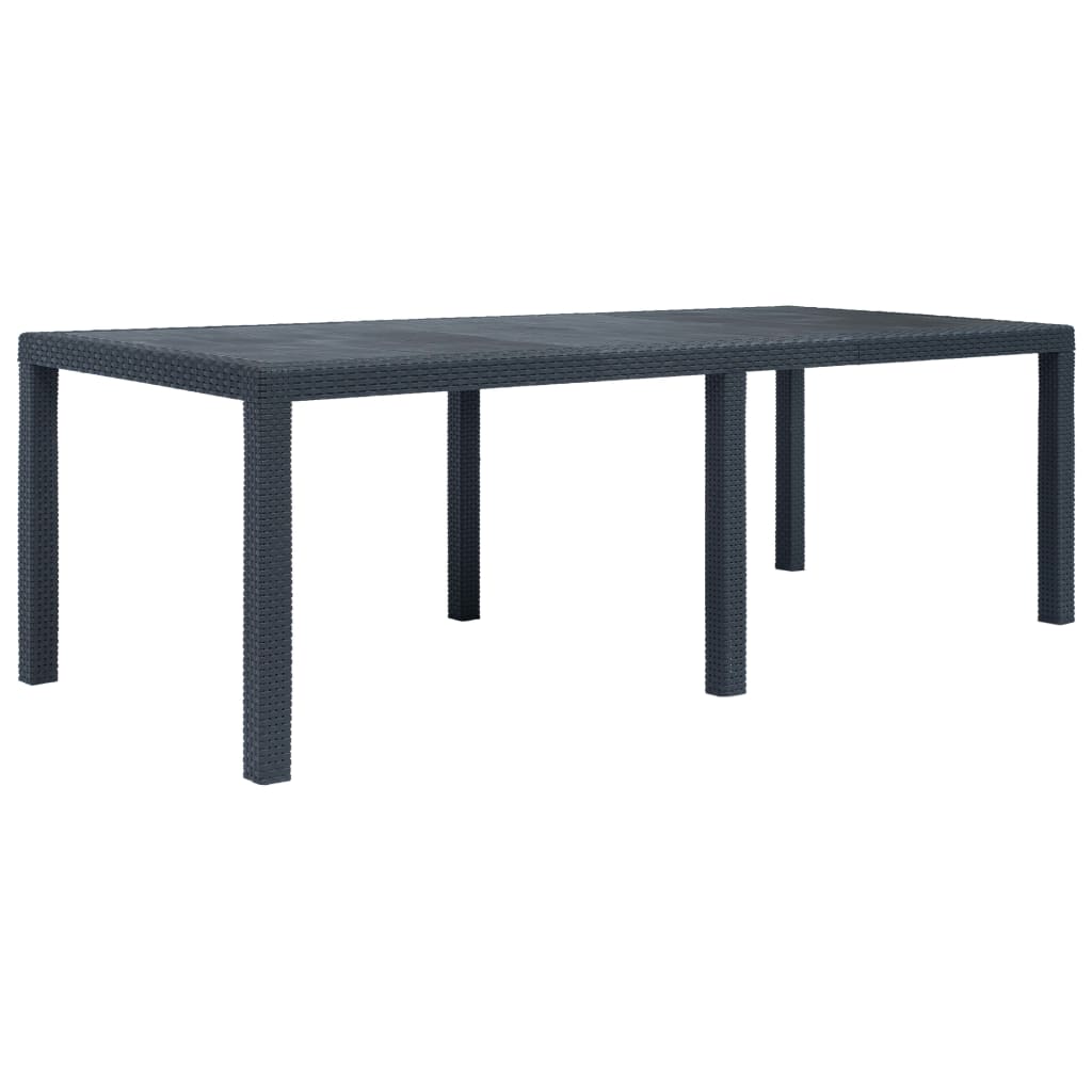 vidaXL Záhradný stôl plastový ratanový vzhľad 220x90x72 cm antracit