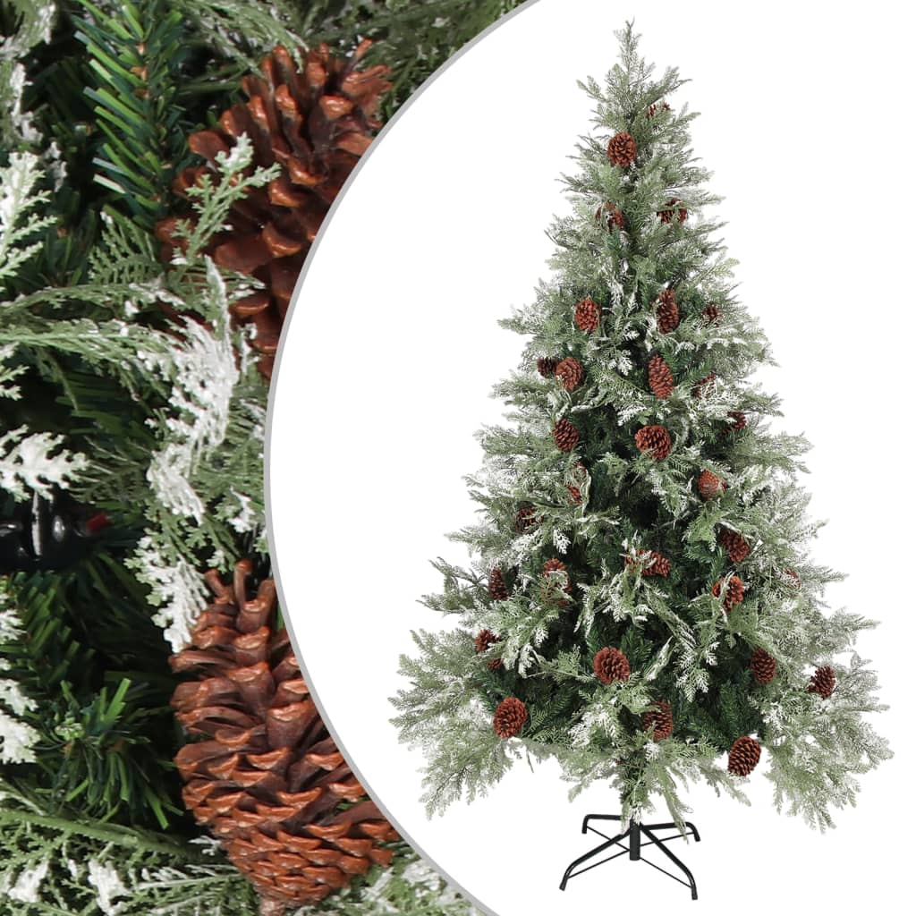 vidaXL Vianočný stromček a borovicové šišky zelený 195 cm PVC a PE