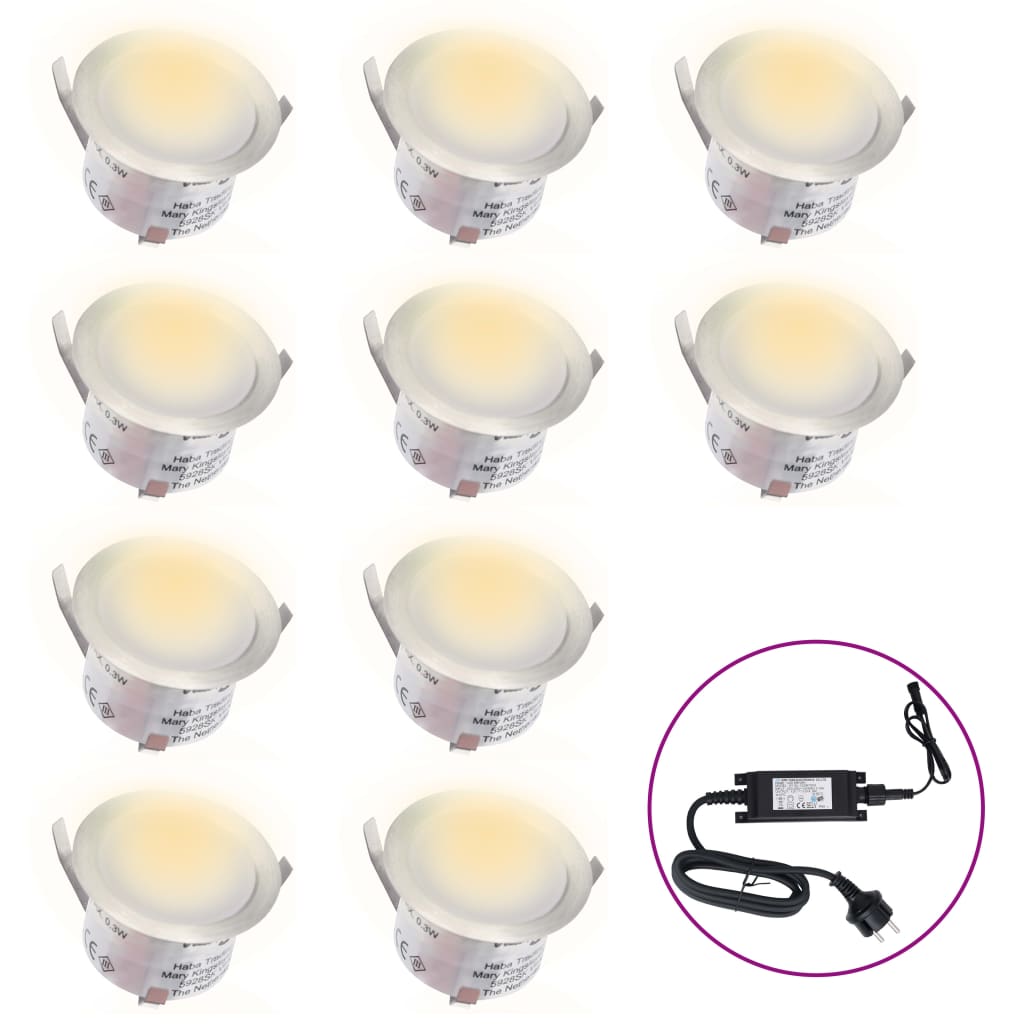 vidaXL Podlahové LED svietidlá 10 ks teplé biele