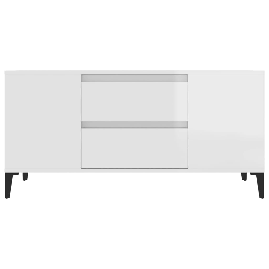 vidaXL TV skrinka lesklá biela 102x44,5x50 cm spracované drevo