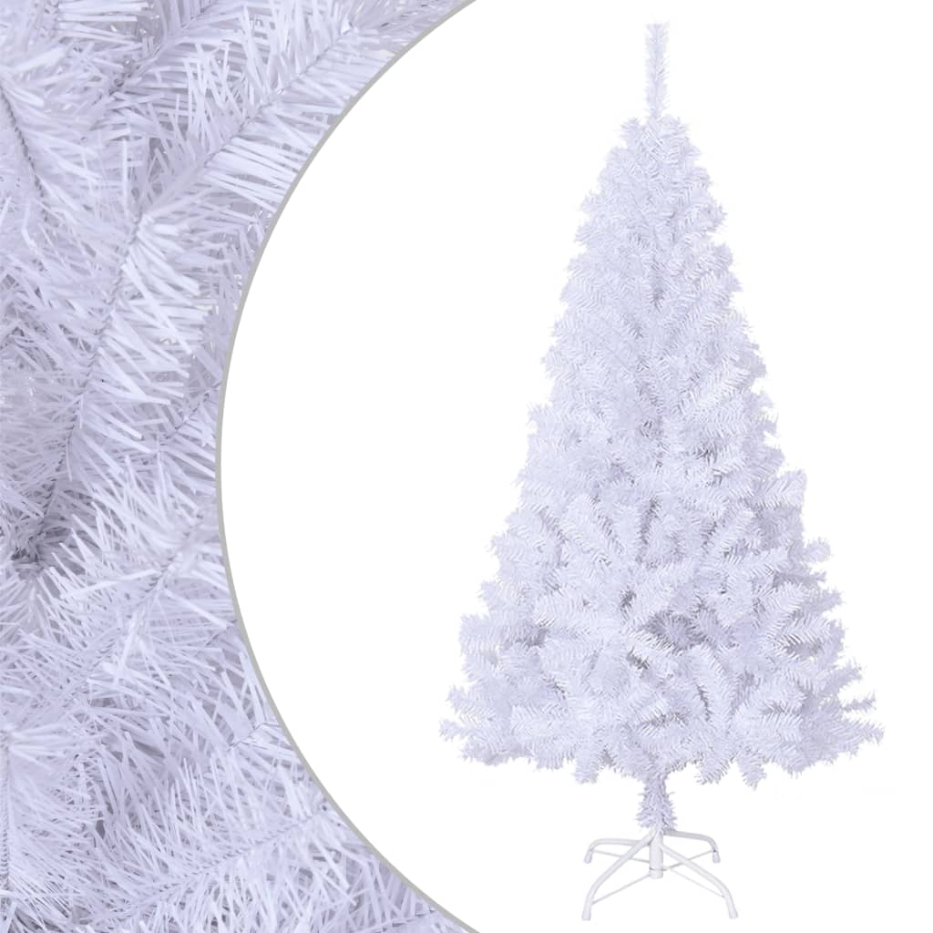 vidaXL Umelý vianočný stromček s hustým ihličím, biely 150 cm, PVC