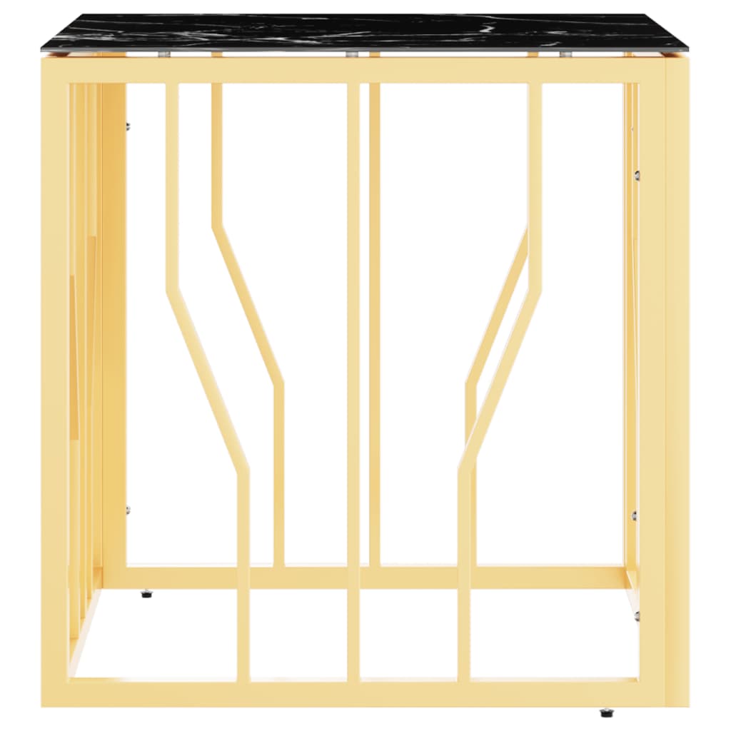 vidaXL Konferenčný stolík zlatý 50x50x50 cm nehrdzavejúca oceľ a sklo