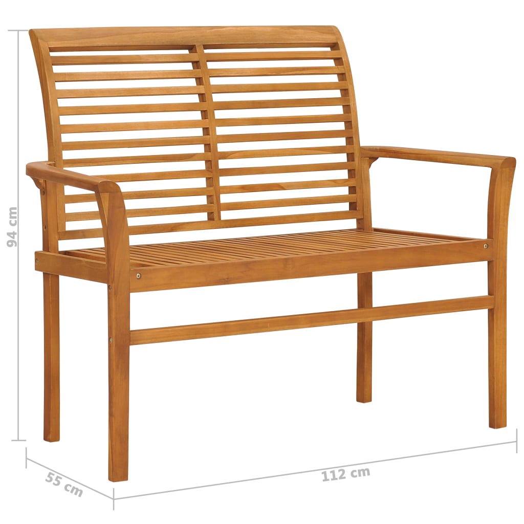 vidaXL Záhradná lavička+podložka, vzor s listami 112 cm, tíkový masív