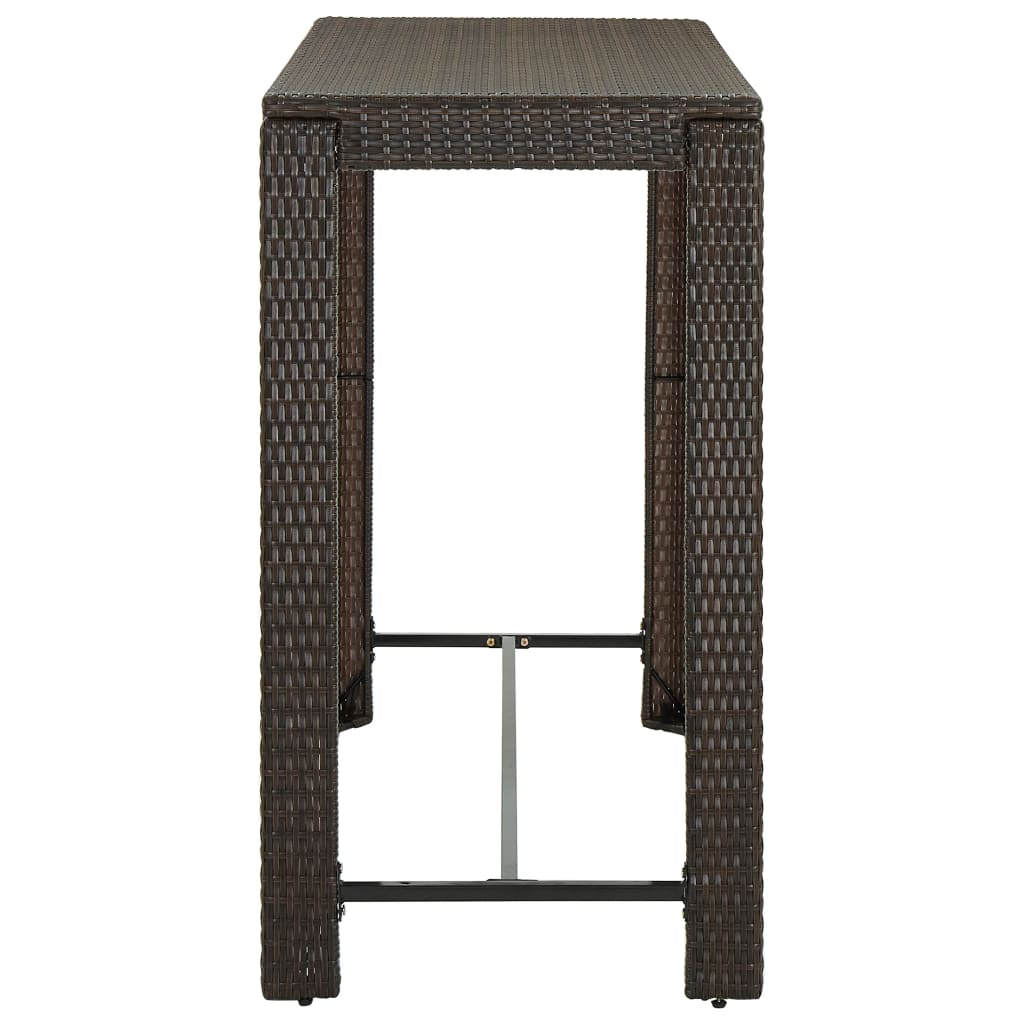 vidaXL Záhradný barový stolík hnedý 140,5x60,5x110,5 cm polyratanový