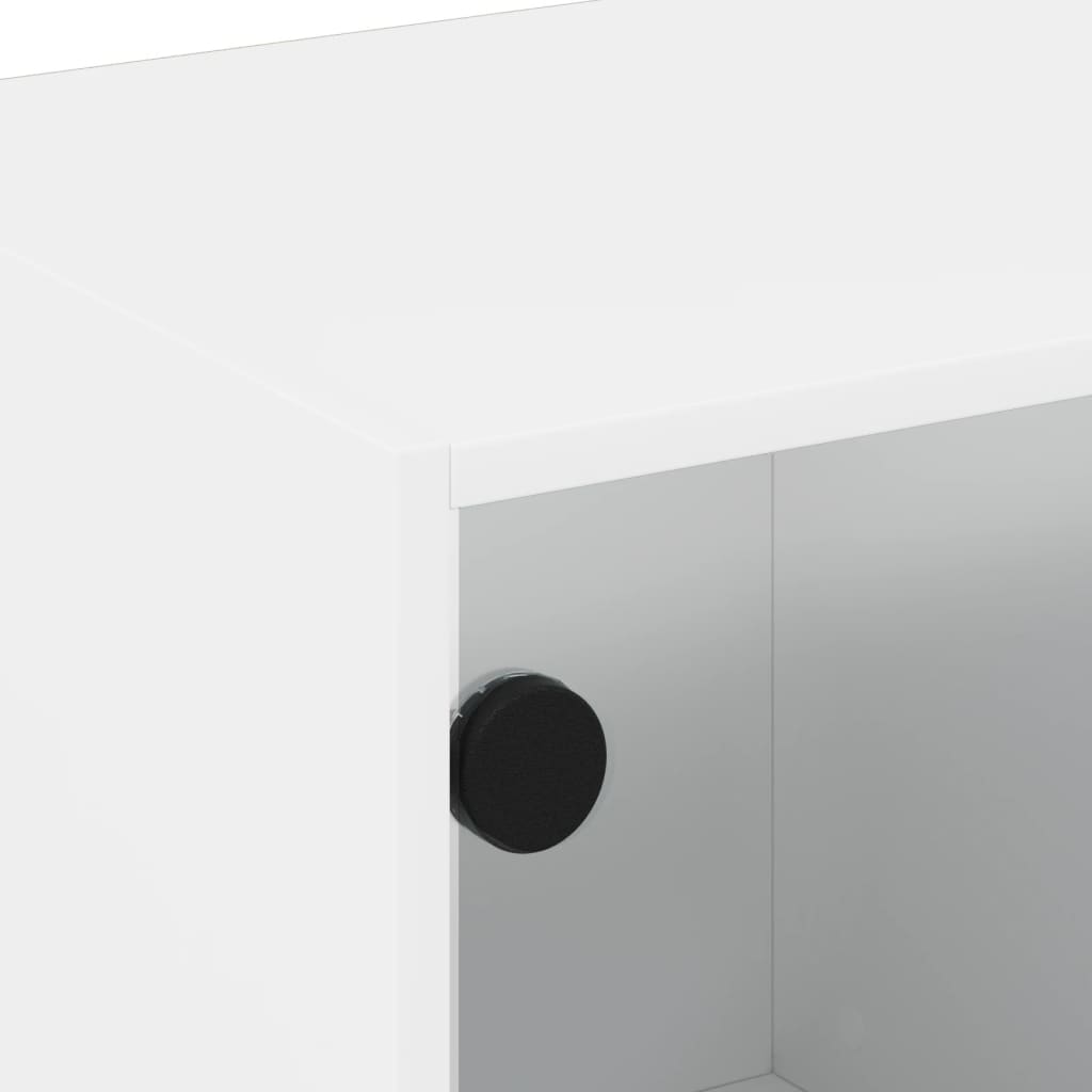 vidaXL Konferenčný stolík so sklenenými dvierkami biely 68x50x42 cm