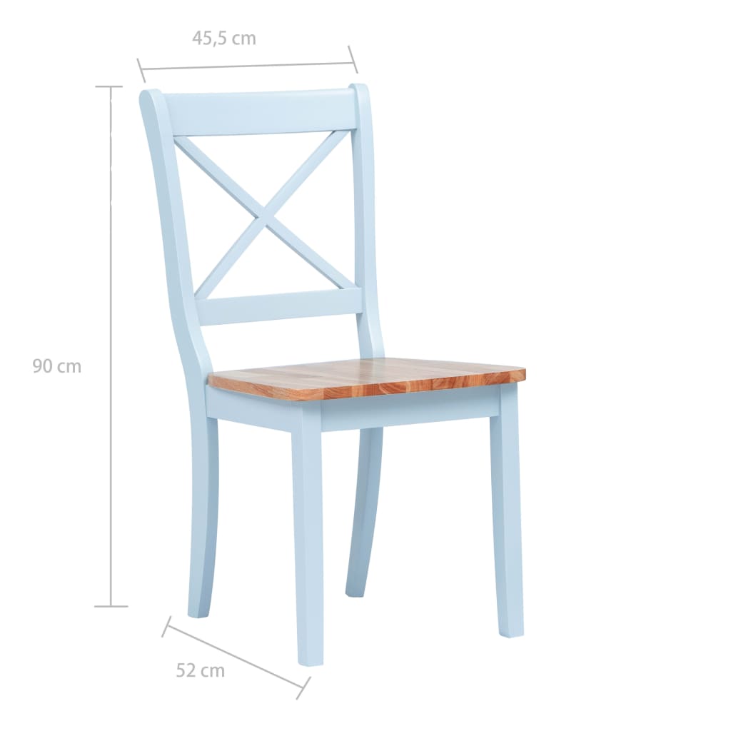 vidaXL Jedálenské stoličky 2 ks, sivé a prírodné, kaučukový masív