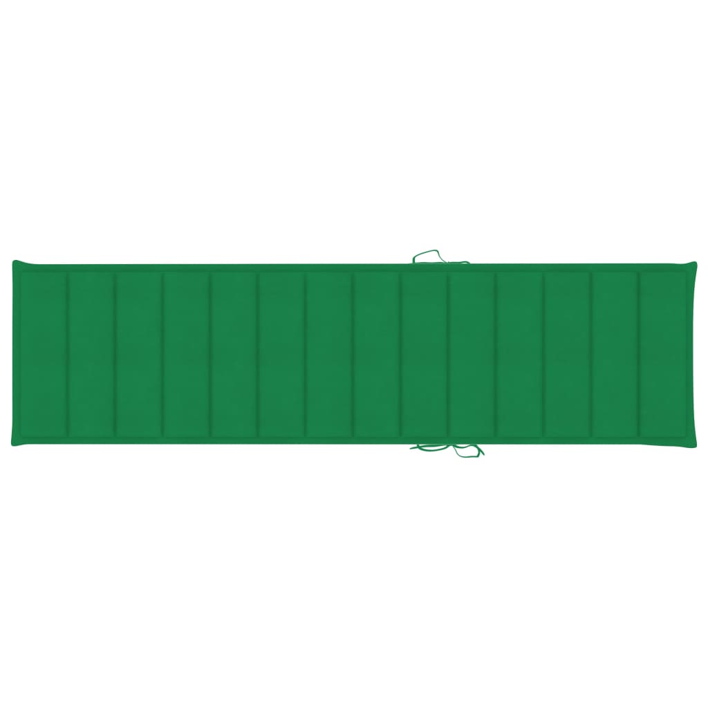 vidaXL Záhradné ležadlo so zelenou podložkou tíkový masív