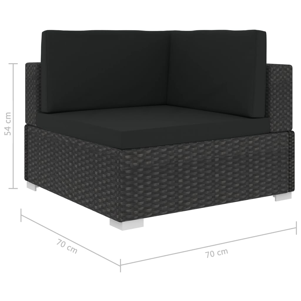 vidaXL 6-dielna záhradná sedacia súprava+podložky, polyratan, čierna