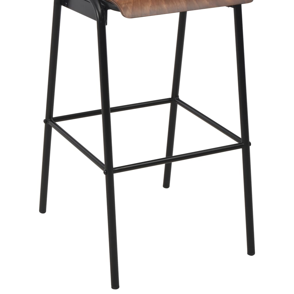 vidaXL Barové stoličky 2 ks, hnedé, masívna preglejka a oceľ