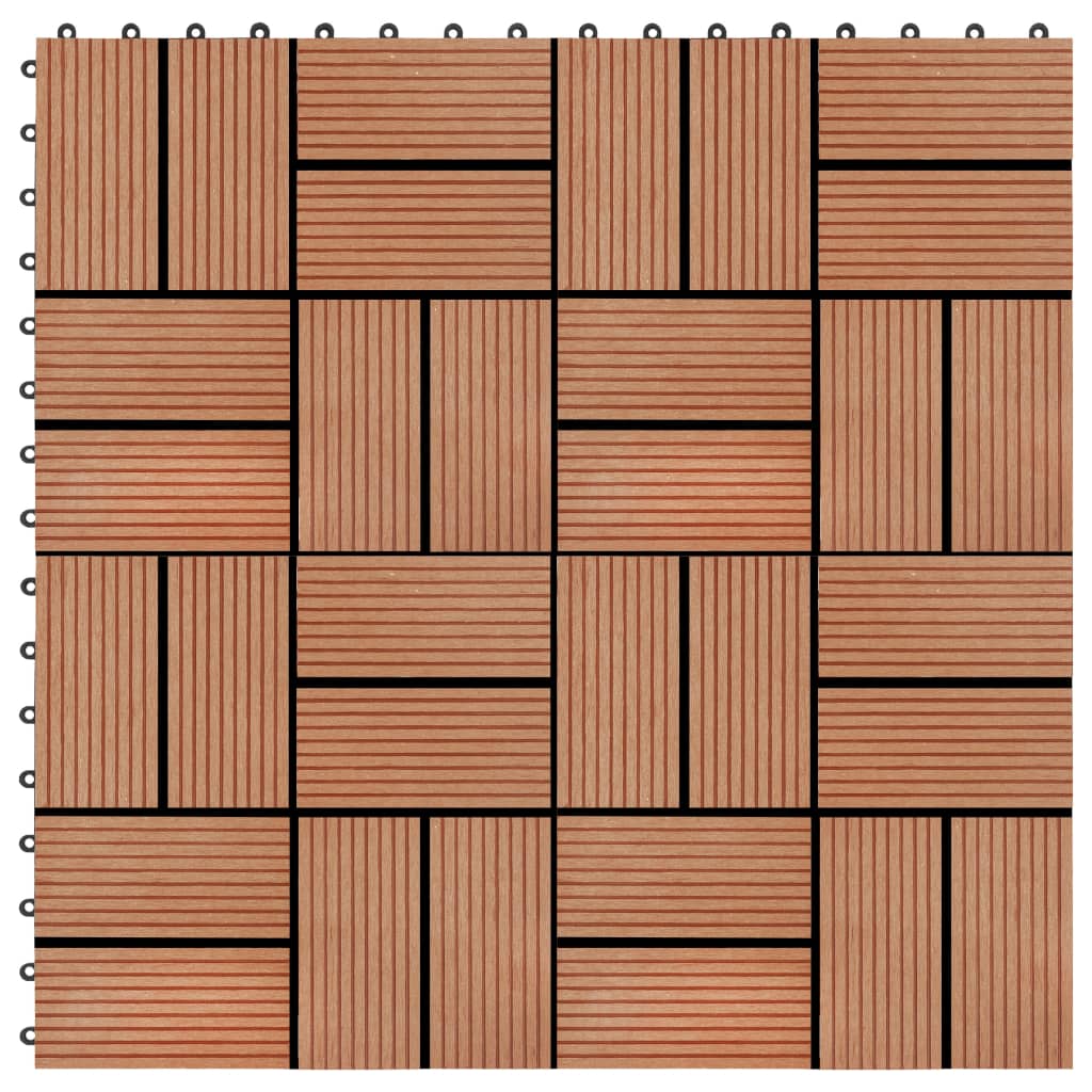 vidaXL Podlahové dlaždice 22 ks, 30x30 cm, 2 m2, WPC, tíková farba