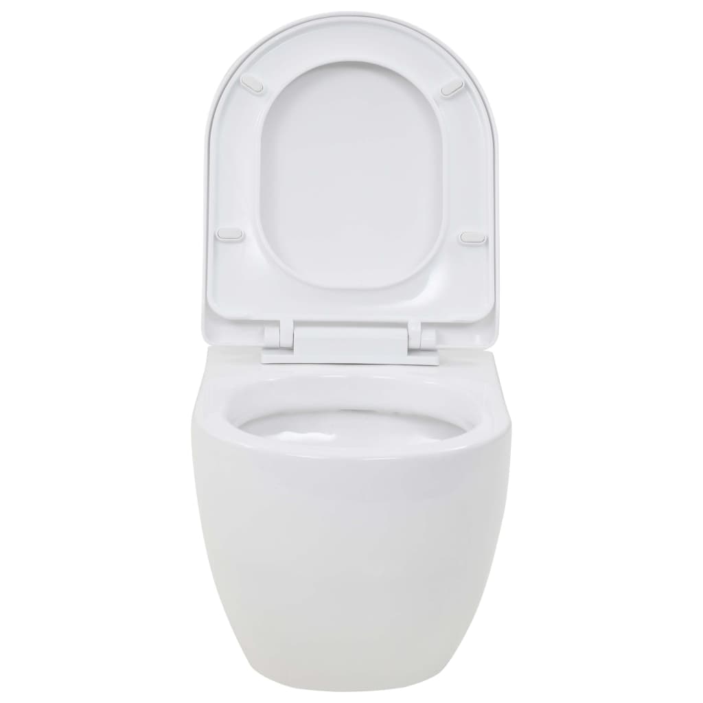 vidaXL Závesná toaleta/WC s podomietkovou nádržkou, keramická, biela