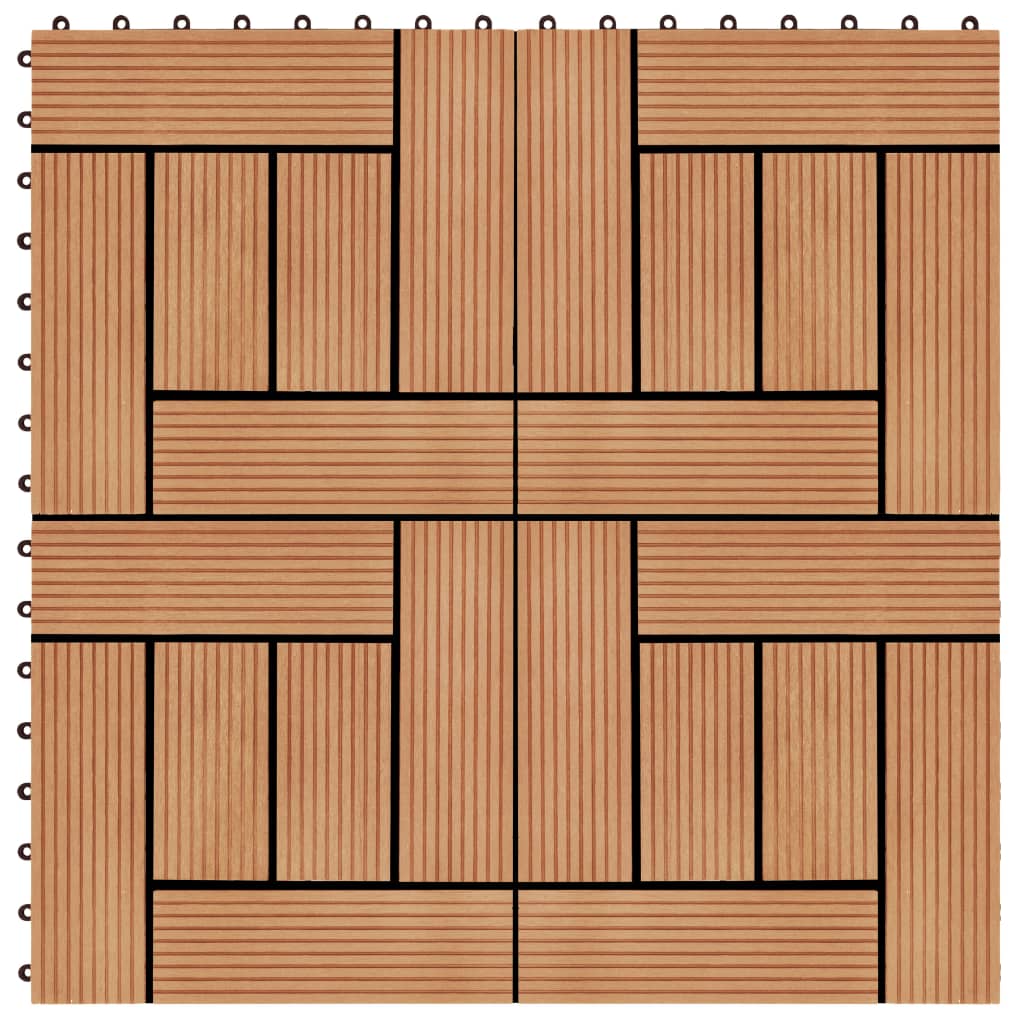 vidaXL Podlahové dlaždice z WPC 11 ks 30x30 cm 1 m2 farba teaku