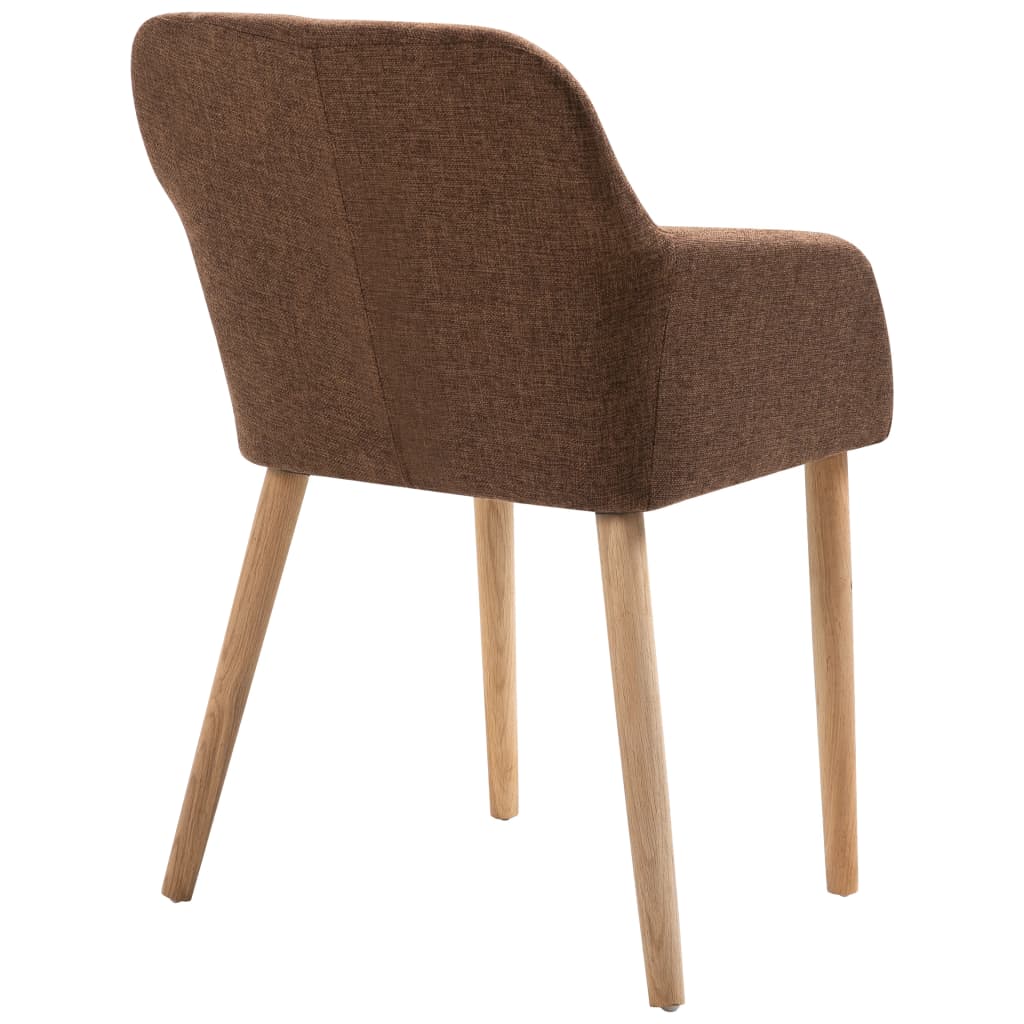 vidaXL Jedálenské stoličky 2 ks hnedé látka a dubové drevo