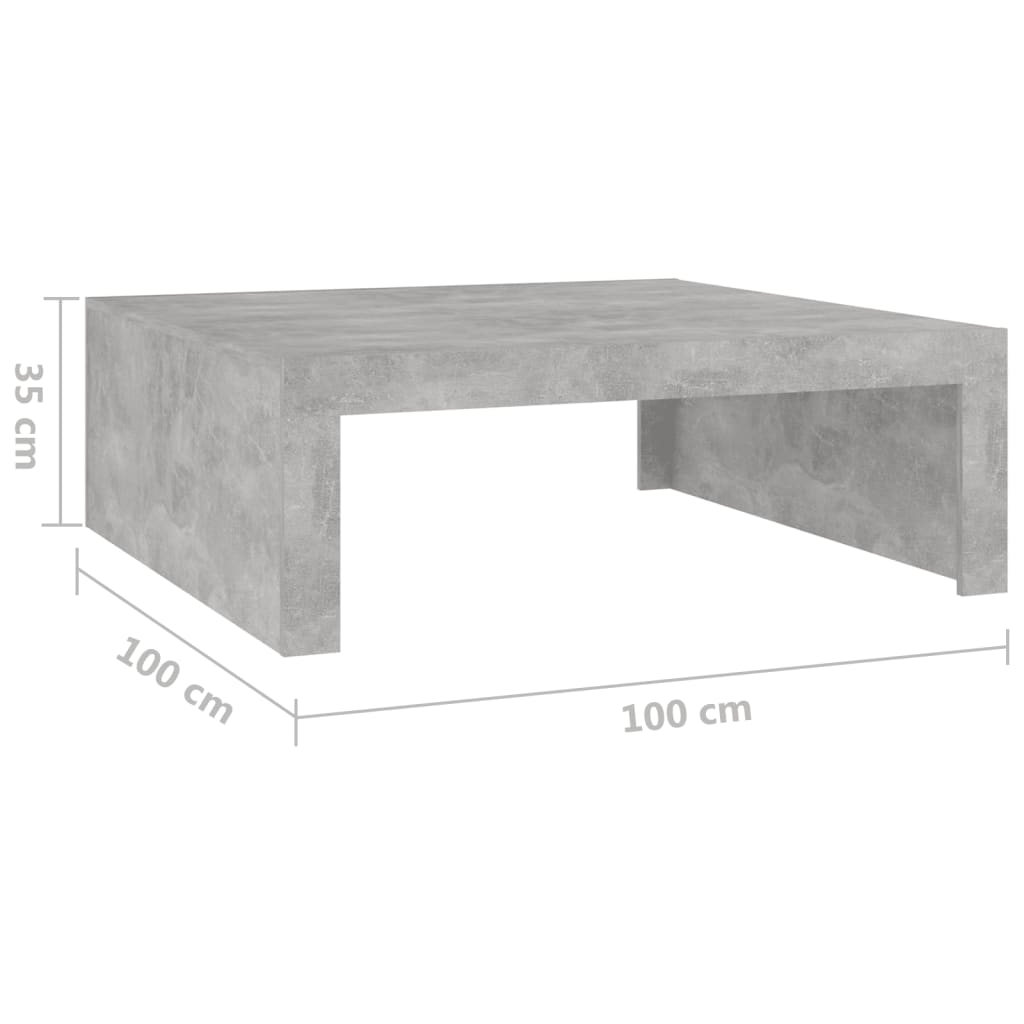 vidaXL Konferenčný stolík betónovo-sivý 100x100x35 cm drevotrieska