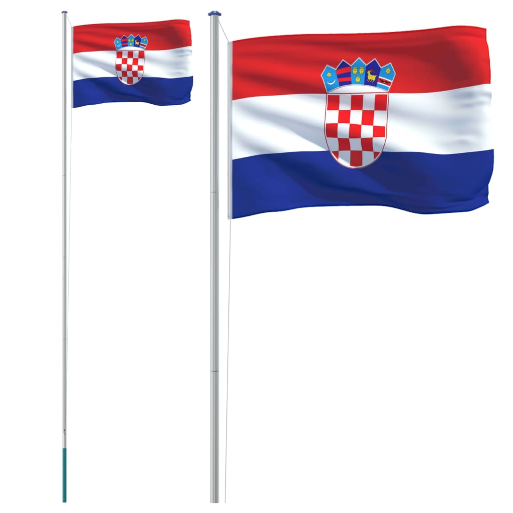vidaXL Vlajka Chorvátska a tyč 6,23 m hliník