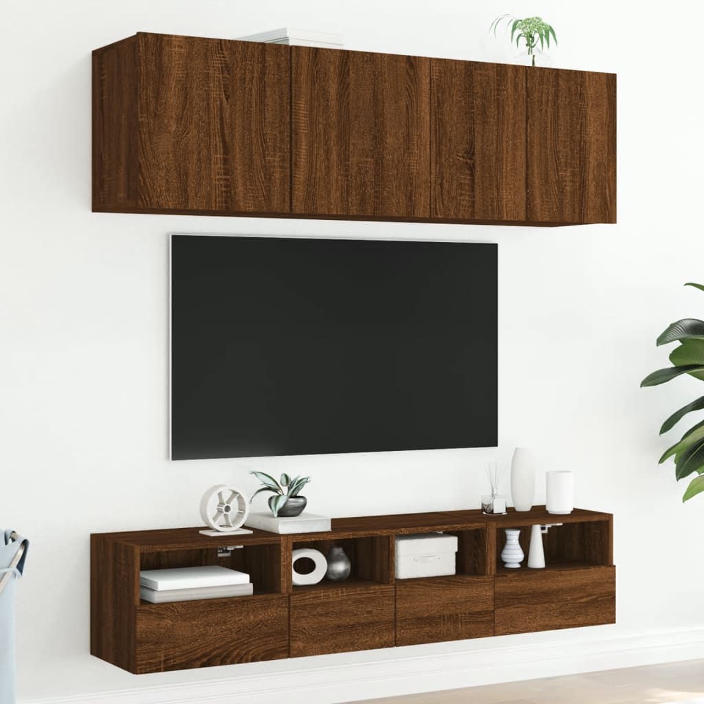 vidaXL 5-dielne TV nástenné skrinky hnedý dub kompozitné drevo