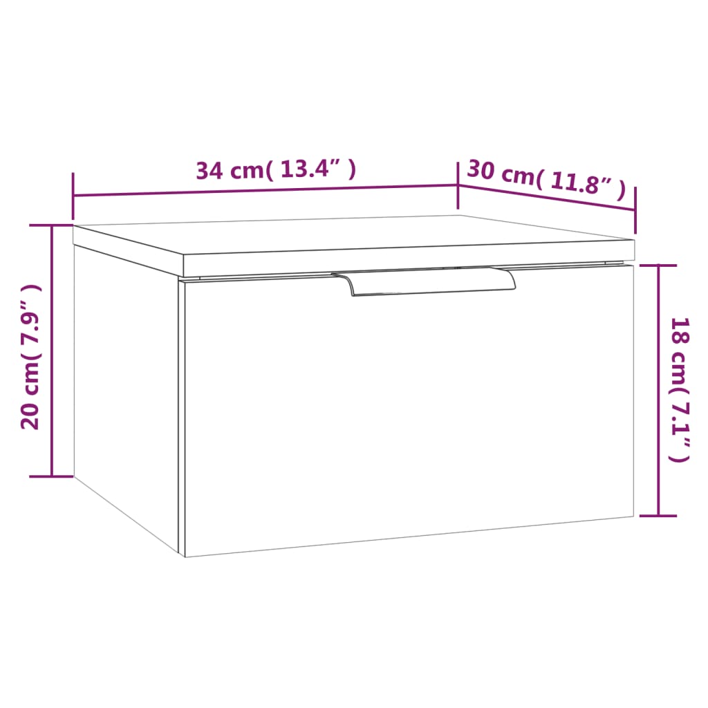 vidaXL Nástenné nočné stolíky 2 ks biele 34x30x20 cm