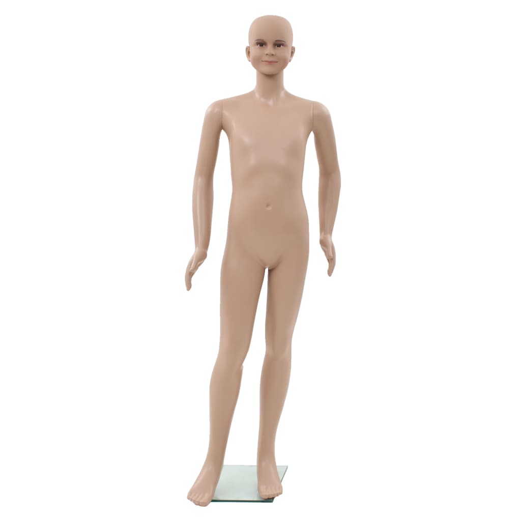 vidaXL Detská figurína, sklenený podstavec, béžová 140 cm